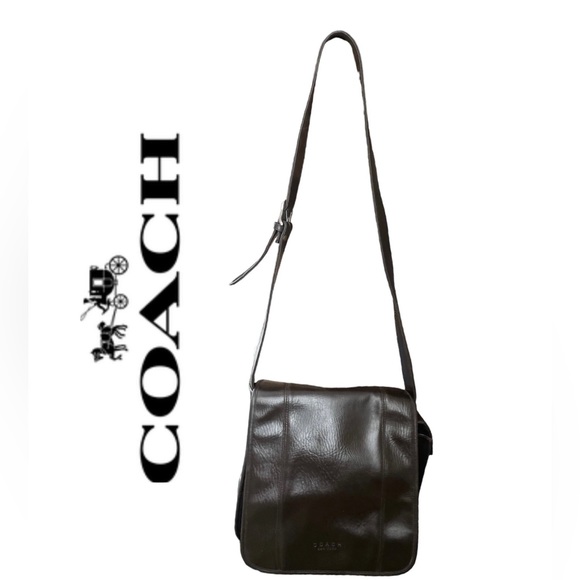💯 Coach | Men’s Brown Leather Messenger Bag - Picture 1 of 16